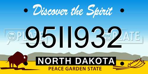 95II932 North Dakota License Plate