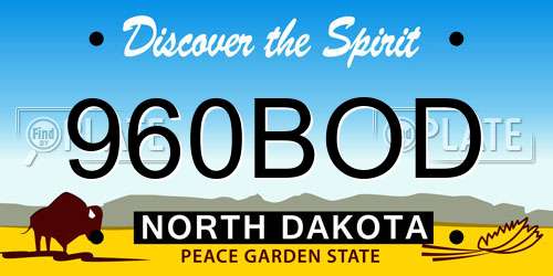 960BOD North Dakota License Plate