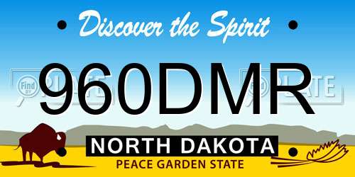 960DMR North Dakota License Plate