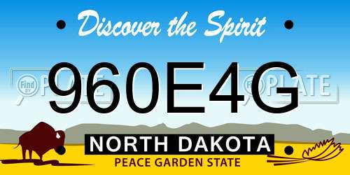960E4G North Dakota License Plate