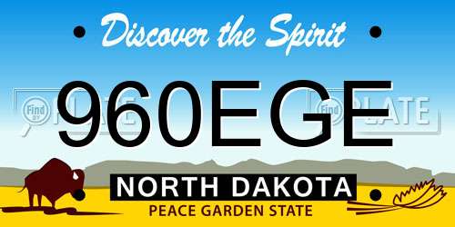 960EGE North Dakota License Plate