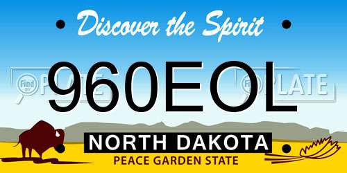 960EOL North Dakota License Plate