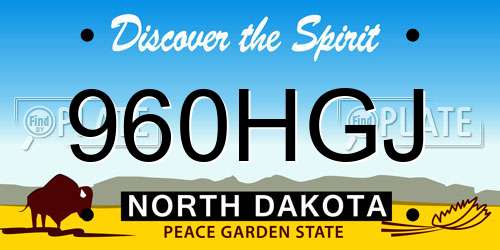 960HGJ North Dakota License Plate
