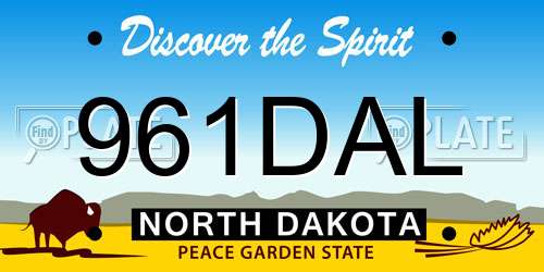 961DAL North Dakota License Plate