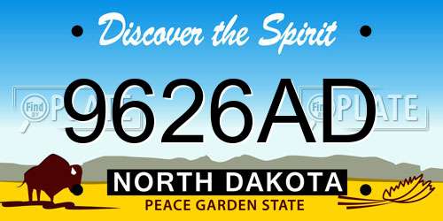 9626AD North Dakota License Plate