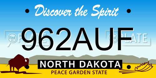 962AUF North Dakota License Plate