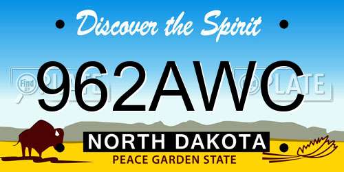 962AWC North Dakota License Plate