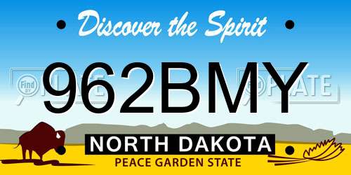 962BMY North Dakota License Plate