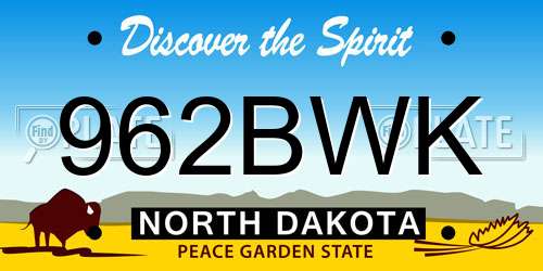 962BWK North Dakota License Plate