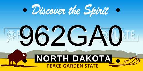 962GA0 North Dakota License Plate