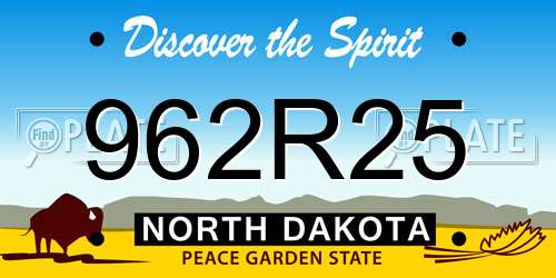 962R25 North Dakota License Plate