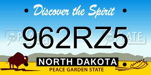 962RZ5 North Dakota License Plate