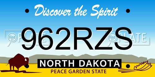 962RZS North Dakota License Plate