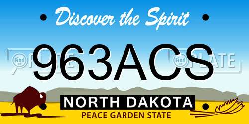 963ACS North Dakota License Plate