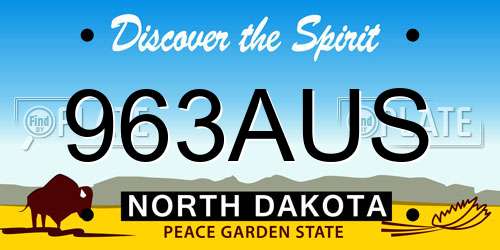 963AUS North Dakota License Plate