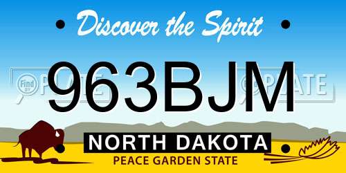 963BJM North Dakota License Plate
