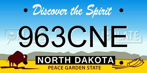 963CNE North Dakota License Plate