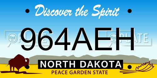 964AEH North Dakota License Plate