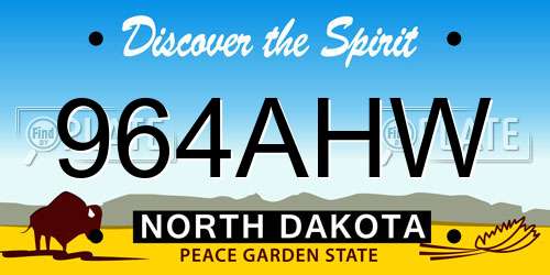 964AHW North Dakota License Plate