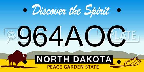 964AOC North Dakota License Plate