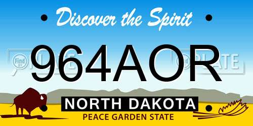 964AOR North Dakota License Plate