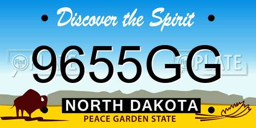 9655GG North Dakota License Plate
