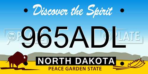 965ADL North Dakota License Plate