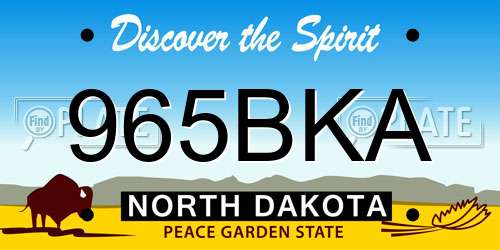 965BKA North Dakota License Plate