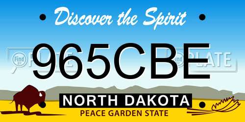 965CBE North Dakota License Plate