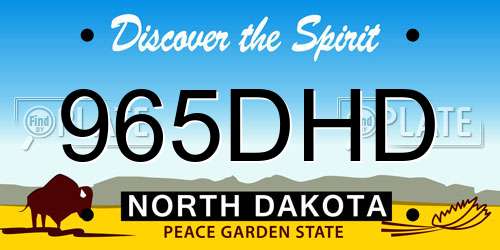 965DHD North Dakota License Plate