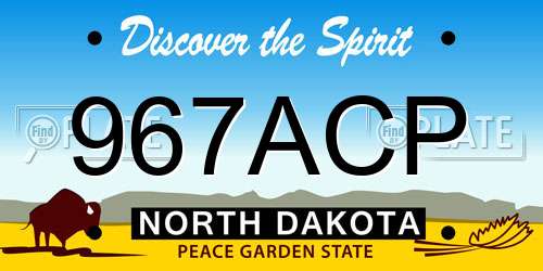 967ACP North Dakota License Plate