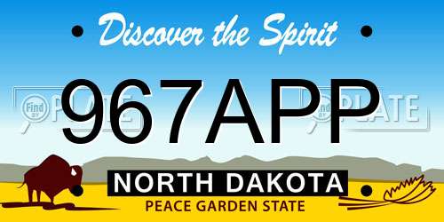 967APP North Dakota License Plate
