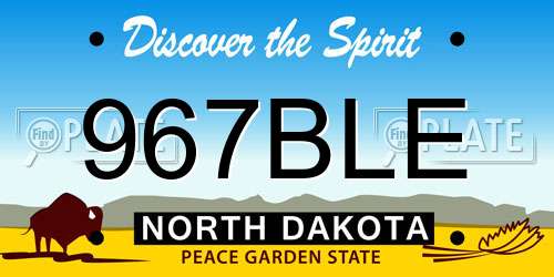 967BLE North Dakota License Plate