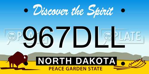 967DLL North Dakota License Plate