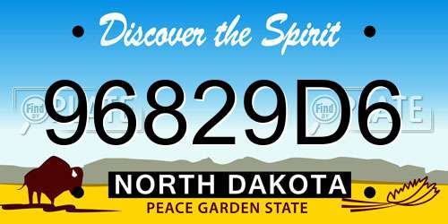 96829D6 North Dakota License Plate