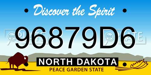 96879D6 North Dakota License Plate