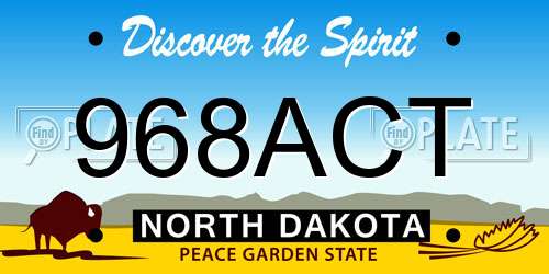 968ACT North Dakota License Plate