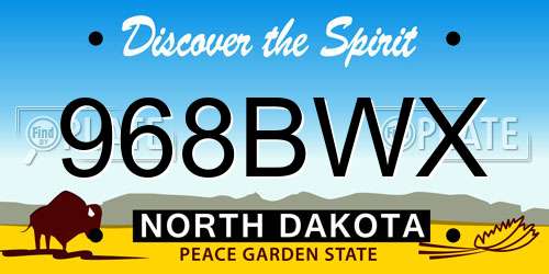 968BWX North Dakota License Plate