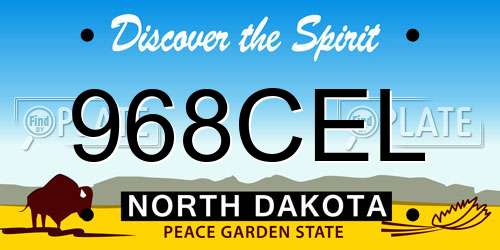 968CEL North Dakota License Plate