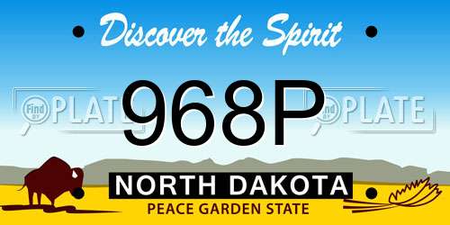 968P North Dakota License Plate