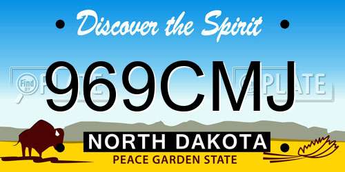 969CMJ North Dakota License Plate