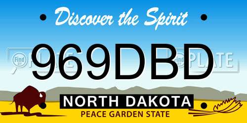 969DBD North Dakota License Plate
