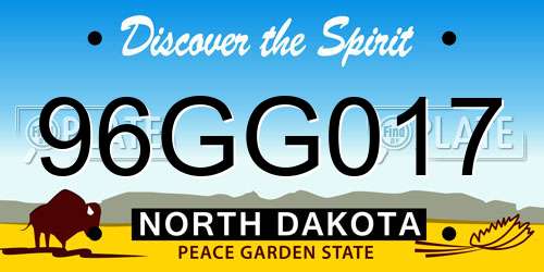 96GG017 North Dakota License Plate