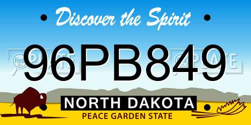 96PB849 North Dakota License Plate