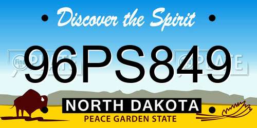 96PS849 North Dakota License Plate