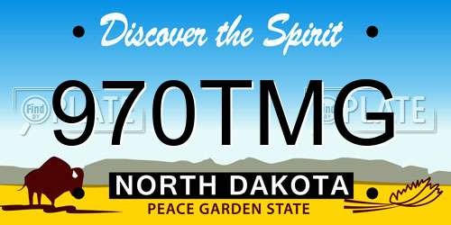 970TMG North Dakota License Plate