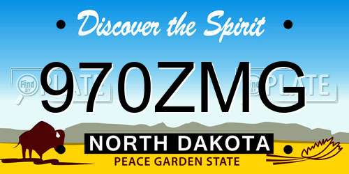 970ZMG North Dakota License Plate