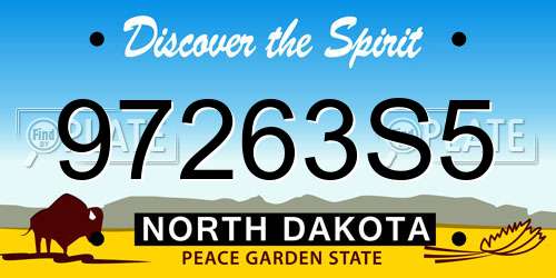 97263S5 North Dakota License Plate