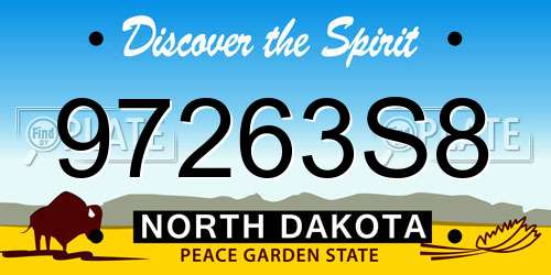 97263S8 North Dakota License Plate