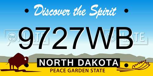9727WB North Dakota License Plate